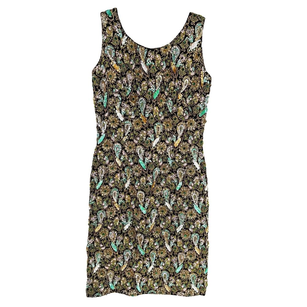 Vintage Y2K Hand Sewn Sequin Silk Blend Dress  Small Going Out Cocktail Party